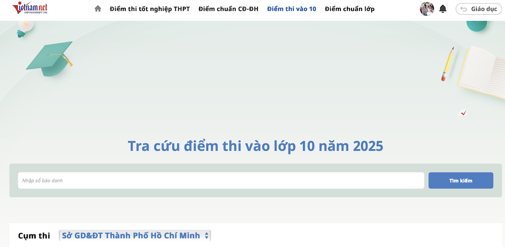 tra cứu điểm thi lớp 10 TPHCM