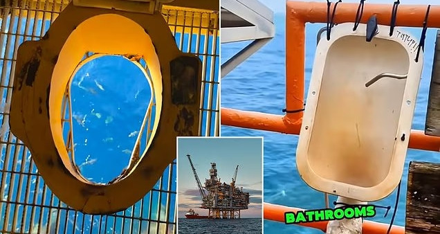 Bồn cầu 'xuyên thấu' trên giàn khoan giữa đại dương khiến dân mạng rùng mình