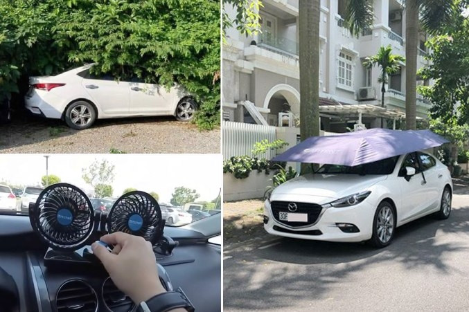 Muôn kiểu chống nắng nóng như đổ lửa cho 'xế cưng' của cánh tài xế