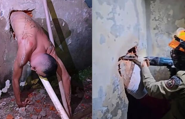 Kẹt cứng trong lỗ nhỏ tự đào để vượt ngục, tù nhân gọi quản giáo tới giải cứu