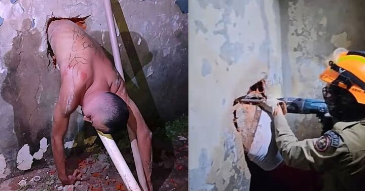 Kẹt cứng trong lỗ nhỏ tự đào để vượt ngục, tù nhân gọi quản giáo tới giải cứu