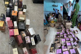 Công an công bố hình ảnh khám xét kho hàng, thu 10.000 chai nước hoa Chanel, Dior giả