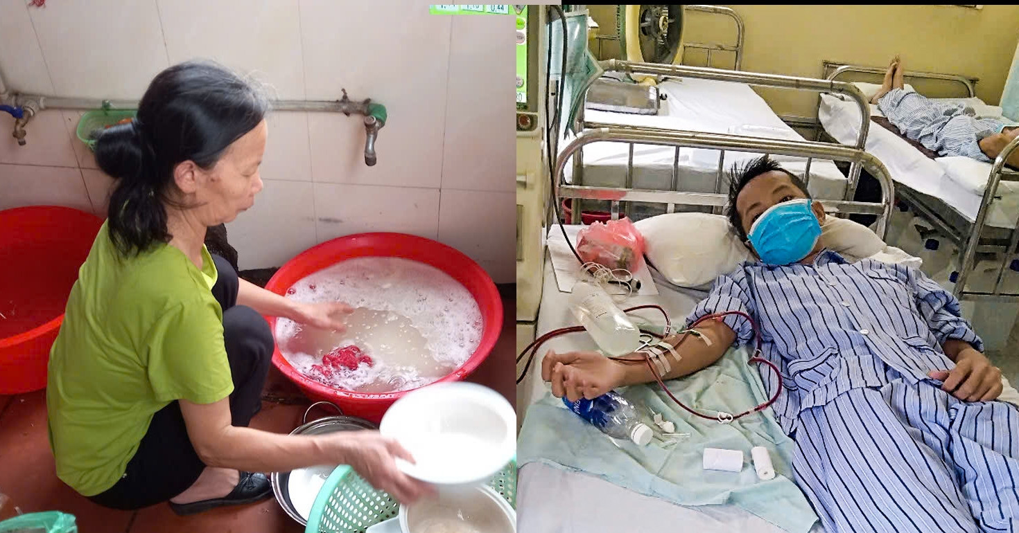 Xót xa cảnh người mẹ ở Nam Định đi rửa bát thuê, lo cho 2 con trai bị suy thận