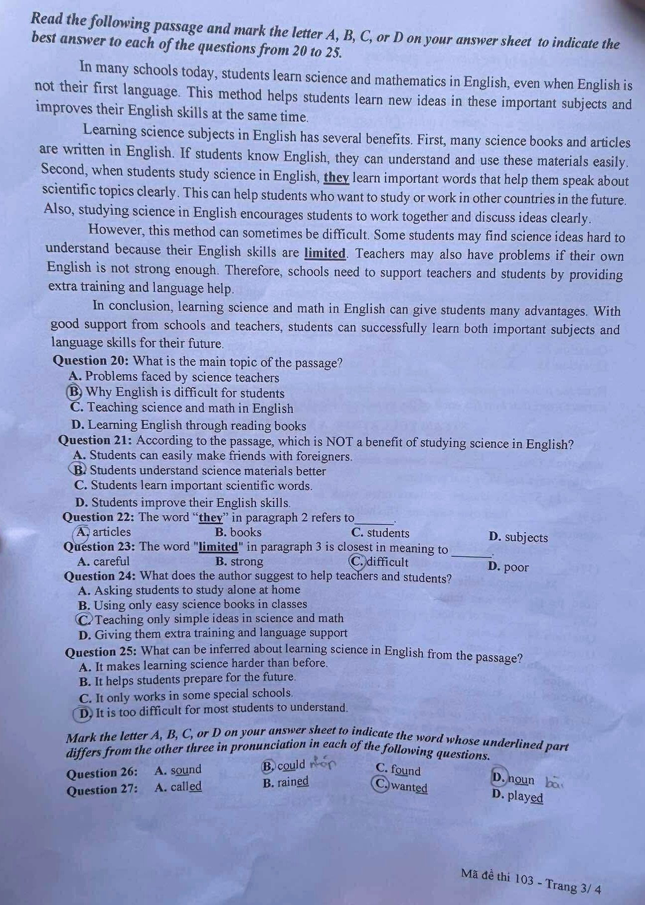 Englischprüfung für die 10. Klasse Nghe An 3.jpg