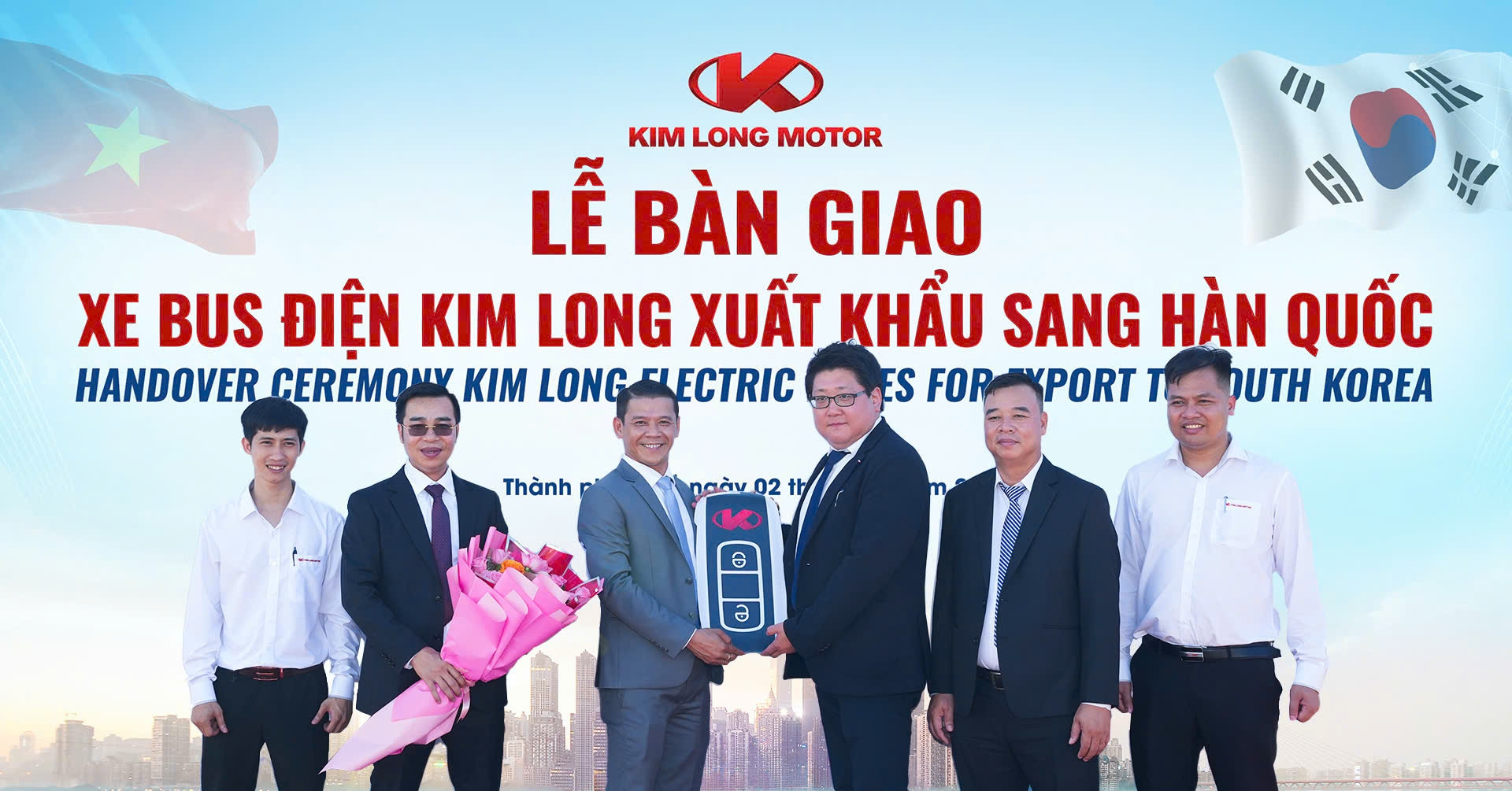 Kim Long Motor bàn giao xe bus điện cho đối tác Hàn Quốc