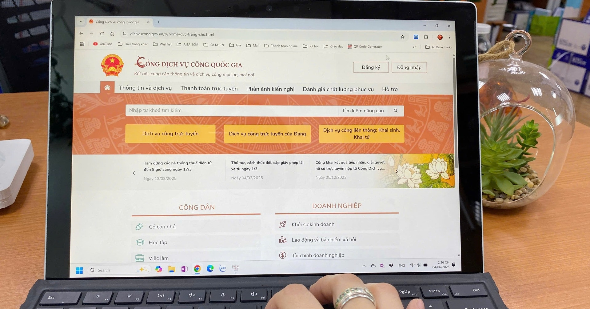 Điểm ‘một cửa số’ tập trung cung cấp dịch vụ công trực tuyến của quốc gia
