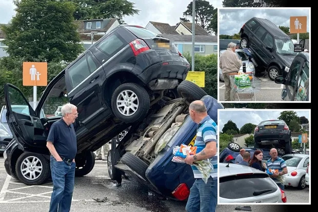 Nữ tài xế lái Land Rover 'đè ngửa' chiếc xe khác trong bãi đỗ