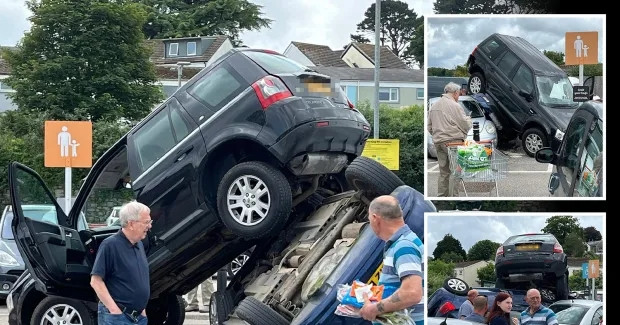 Nữ tài xế lái Land Rover 'đè ngửa' chiếc xe khác trong bãi đỗ