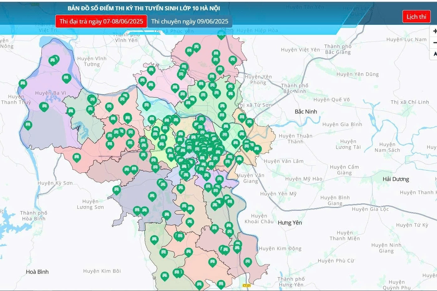 Hà Nội dùng bản đồ số để giúp học sinh không bị nhầm điểm thi