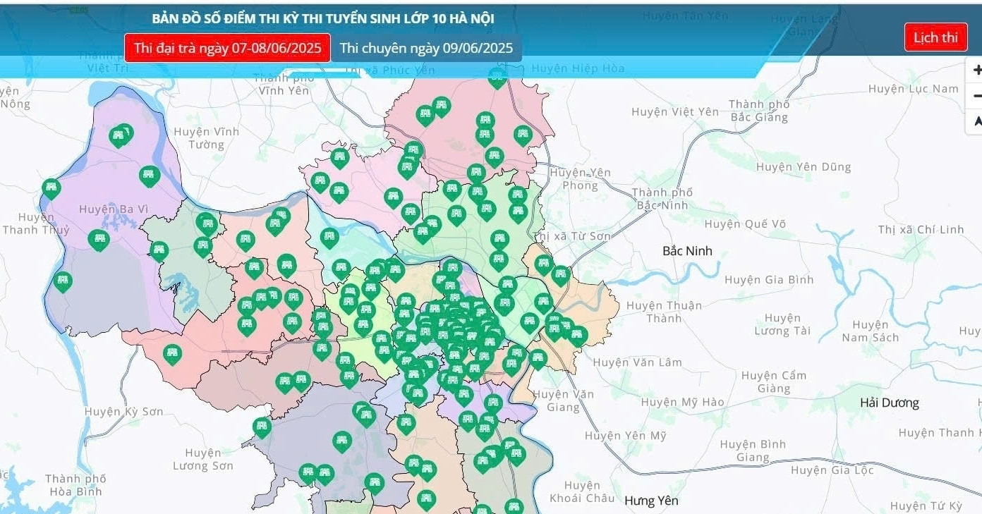 Hà Nội dùng bản đồ số để giúp học sinh không bị nhầm điểm thi