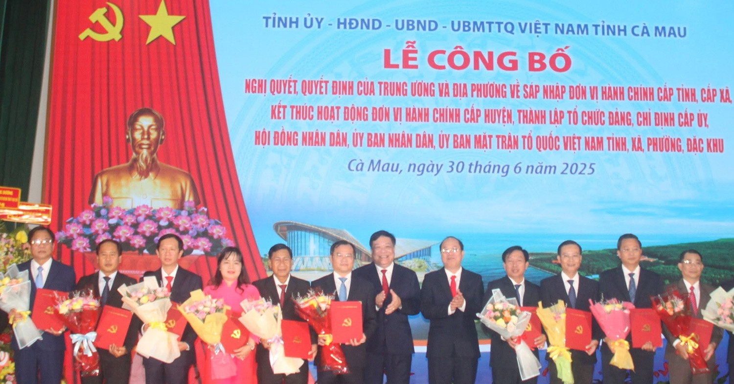 Danh sách bí thư, chủ tịch 64 xã, phường của tỉnh Cà Mau mới
