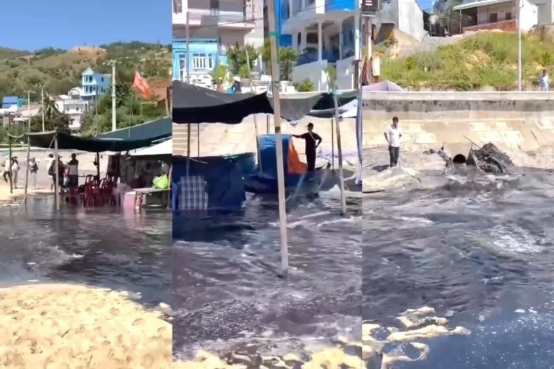 Chủ tịch phường lý giải nguồn nước đen kịt xả thải ra bãi biển Quy Nhơn