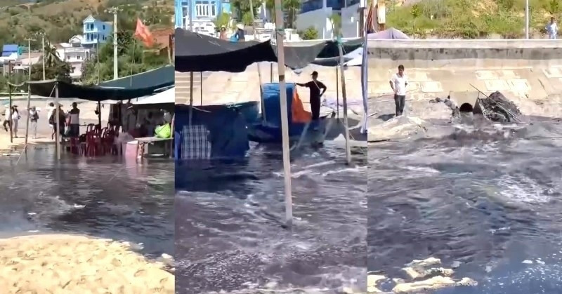 Chủ tịch phường lý giải nguồn nước đen kịt xả thải ra bãi biển Quy Nhơn