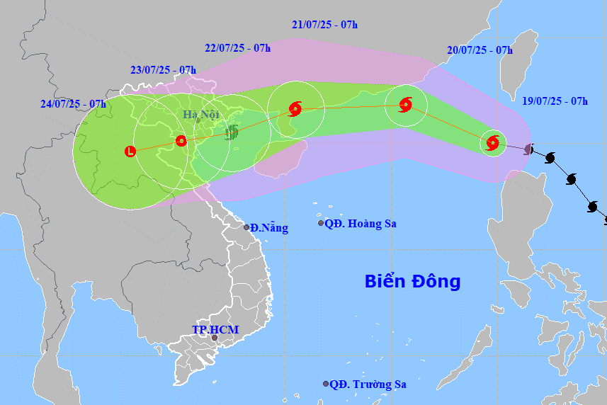 Bản tin sáng 19/7: Bão Wipha vào Biển Đông, miền Bắc có thể mưa lớn 600mm/đợt