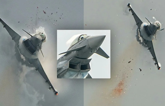 Hình ảnh tiêm kích Eurofighter Typhoon va chạm với chim, vỡ kính buồng lái