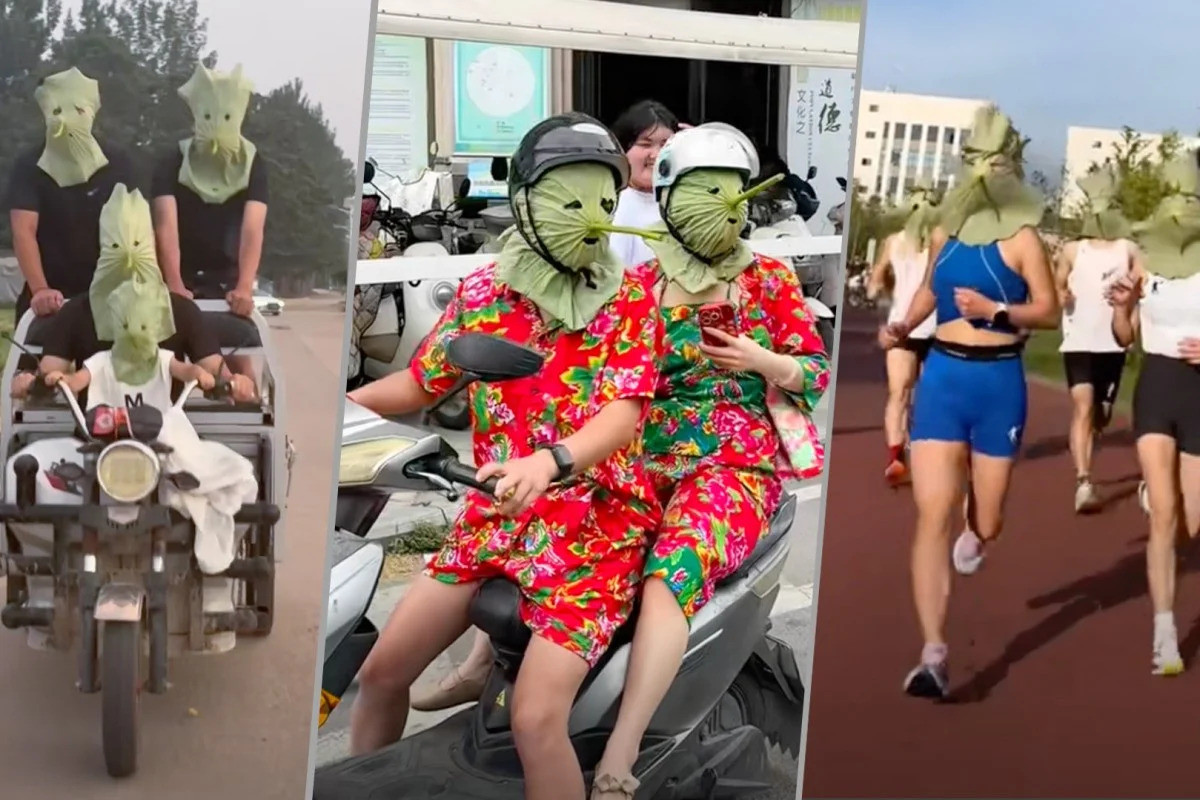 Dân mạng cười bò với trào lưu đội lá sen che mặt giữa nắng đỉnh điểm