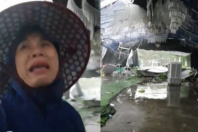 Nhìn bạt cưới bị xé nát, người phụ nữ Hà Nội khóc thành tiếng, dân mạng xót xa