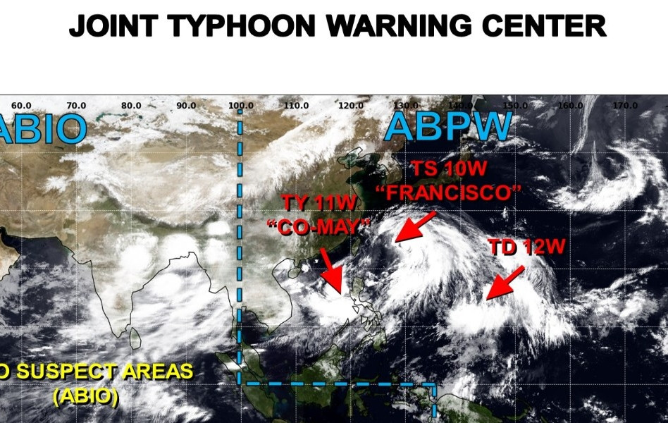 Bão Cỏ May tăng cấp, 3 cơn bão cùng hoạt động 'nhộn nhịp' ở biển Thái Bình Dương