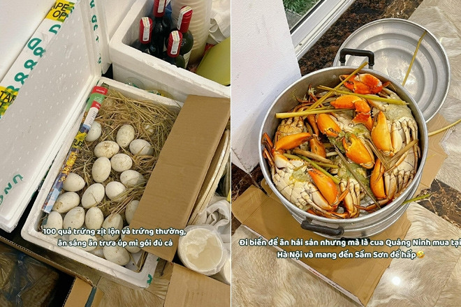 Du lịch Sầm Sơn, đại gia đình ở Hà Nội đem theo 10kg cua, 100 quả trứng