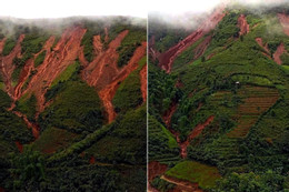 Cảnh tượng đáng sợ xuất hiện trên những quả đồi sau mưa lũ