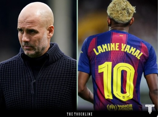 Pep Guardiola Lamine Yamal The Touchline.jpg