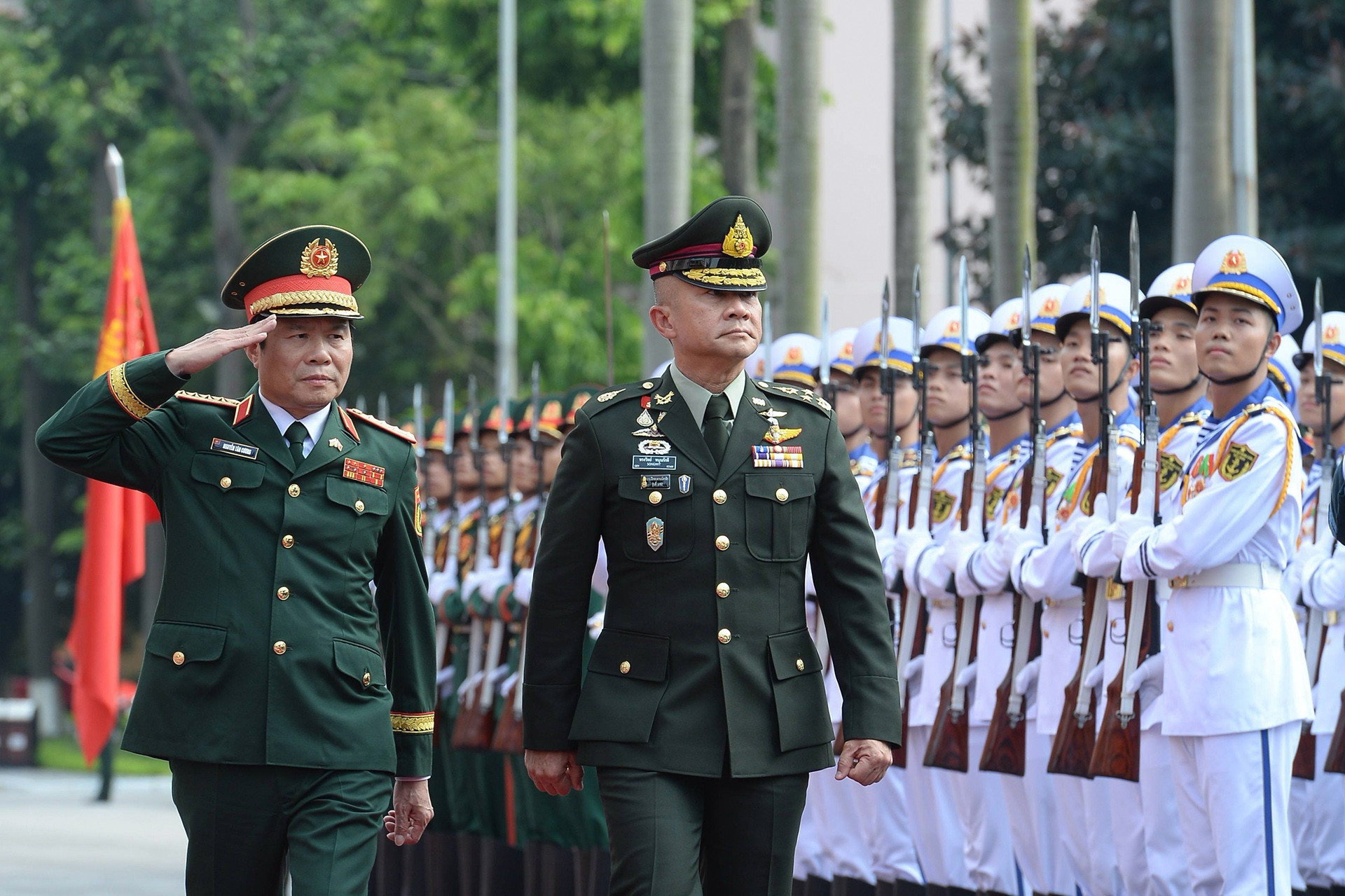 Đại tướng Nguyễn Tân Cương chủ trì đón Tư lệnh Lực lượng Quốc phòng Thái Lan