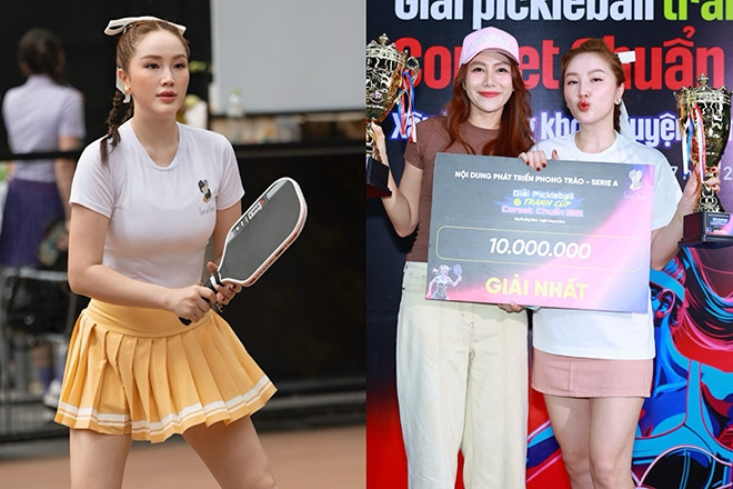 Ca sĩ Bảo Thy gợi cảm thi đấu pickleball, bất ngờ giành chức vô địch