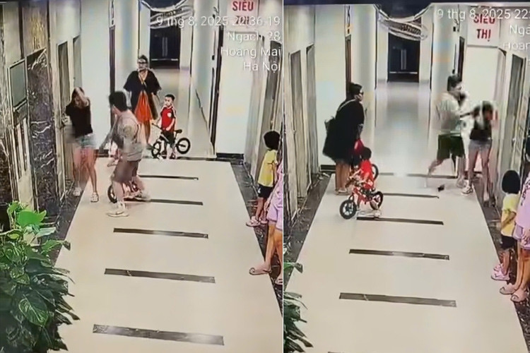 Camera ghi cảnh người đàn ông xăm trổ đánh dã man cô gái tại chung cư ở Hà Nội