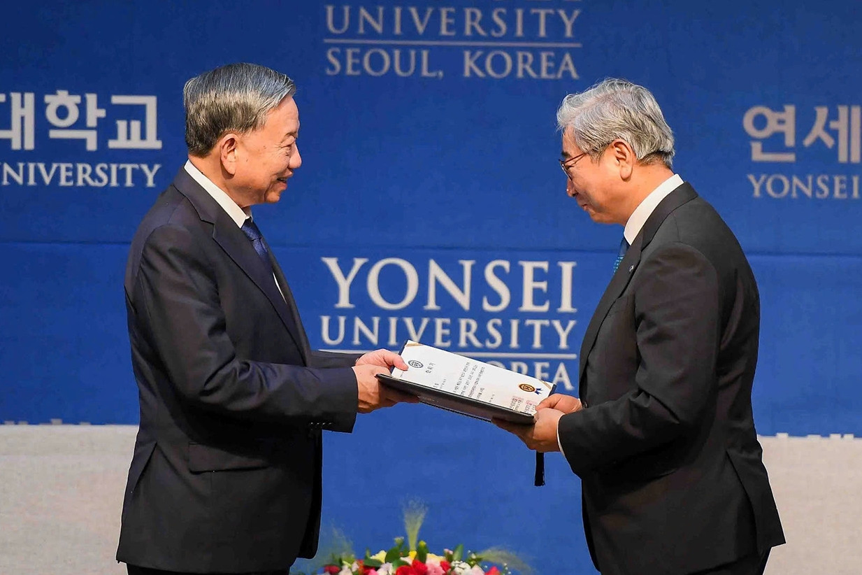 Tổng Bí thư Tô Lâm nhận bằng Tiến sỹ danh dự Đại học Yonsei