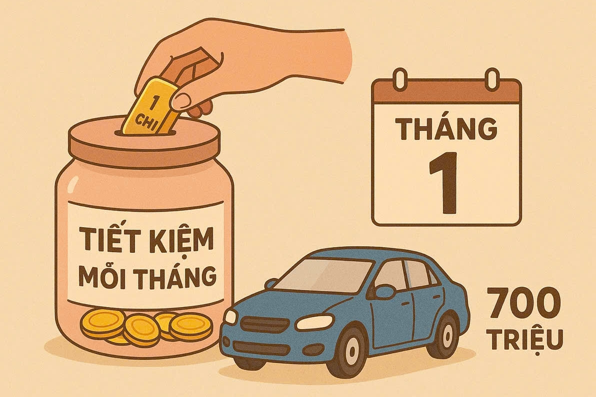 Mỗi tháng tiết kiệm 1 chỉ vàng, mất bao lâu thì mua được ô tô 700 triệu?