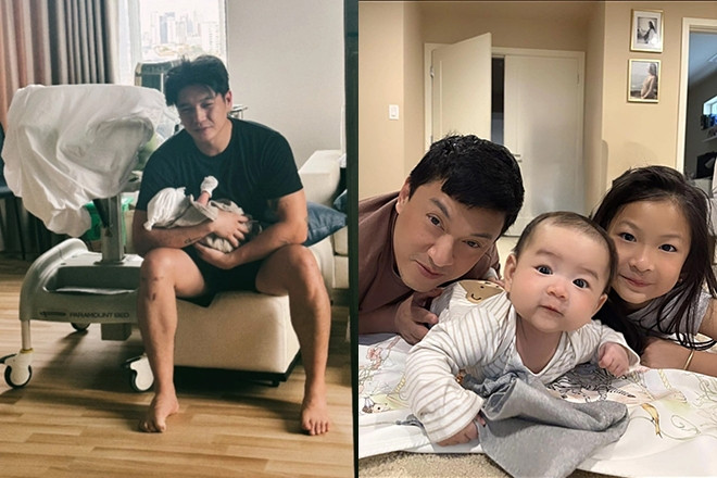 Ngô Thanh Vân khoe ông xã 'đầu bù tóc rối', Lam Trường và 2 con giống hệt nhau