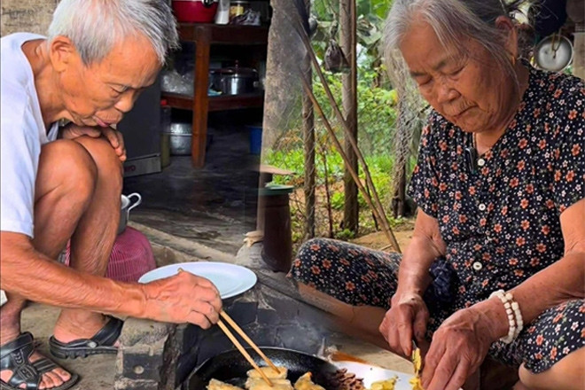 Ông bà U90 ở Nghệ An nấu cơm bên bếp củi khiến triệu người rưng rưng