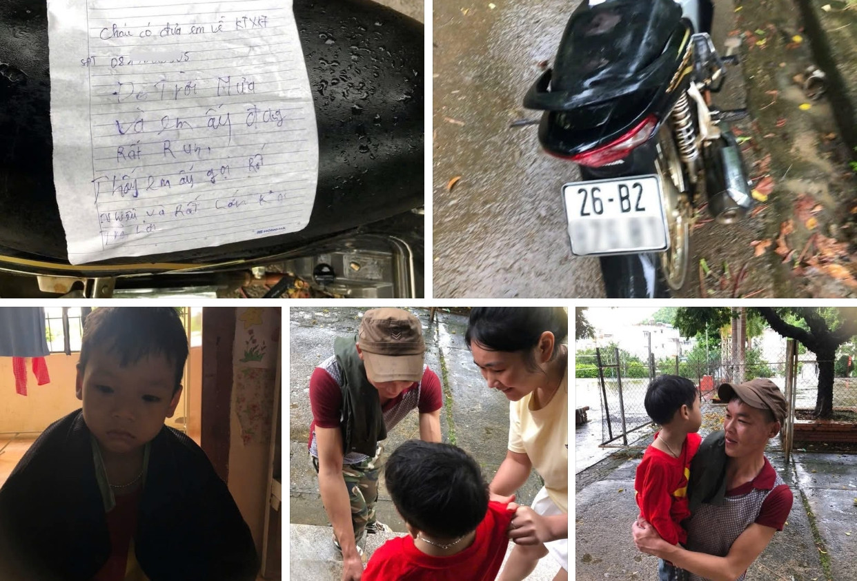 Bé trai khóc run trong mưa, hành động của nữ sinh và mảnh giấy để lại gây chú ý