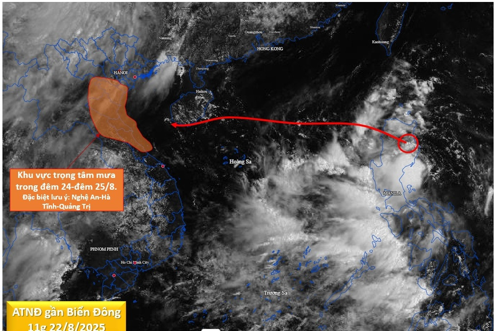 Bão số 5 sắp hình thành cường độ cực đại giật cấp 15, dự báo vào đất liền ngày 25/8