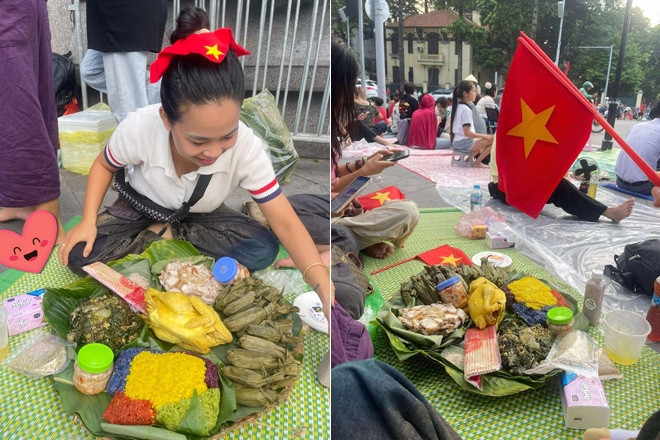 4 chị em ở Phú Thọ mang cả mâm cỗ đi xem diễu binh, 1 món là đặc sản ‘gây sốt’
