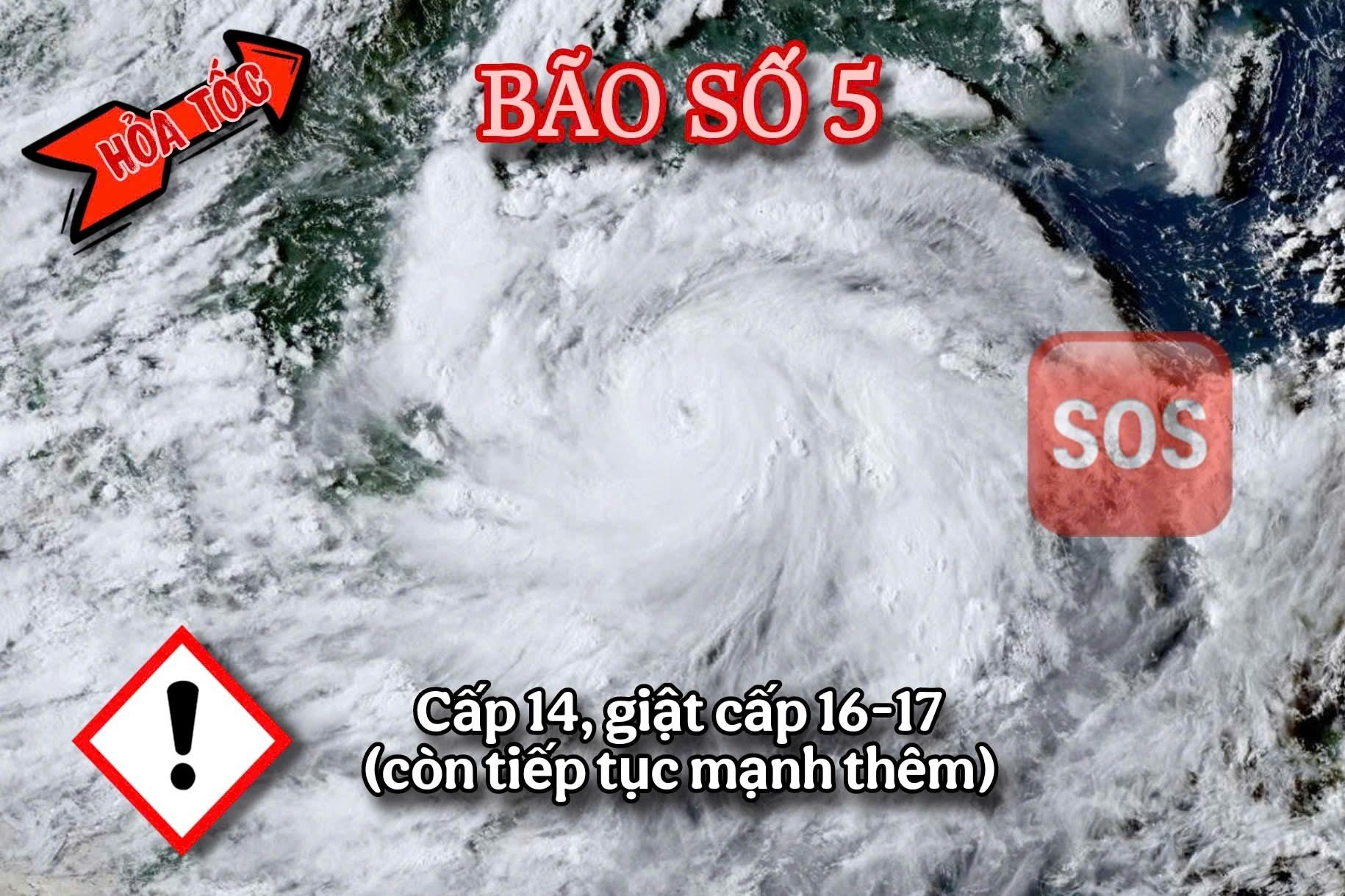 Tin mới nhất về bão số 5: Tăng vọt giật cấp 17, tiếp tục mạnh thêm
