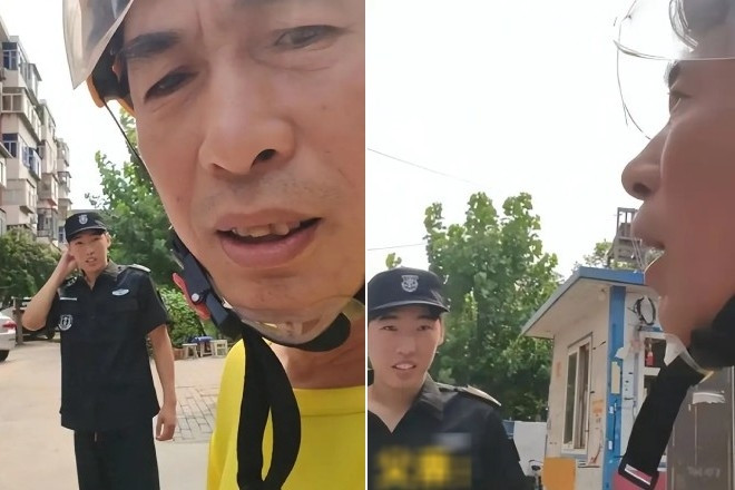 Con trai làm bảo vệ thẳng tay chặn ông bố shipper, dân mạng cười ngất