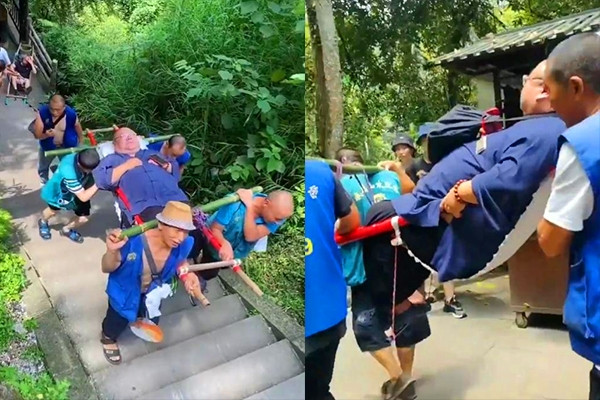 Du khách chi 78 triệu đồng thuê 9 người khiêng lên núi ngắm cảnh