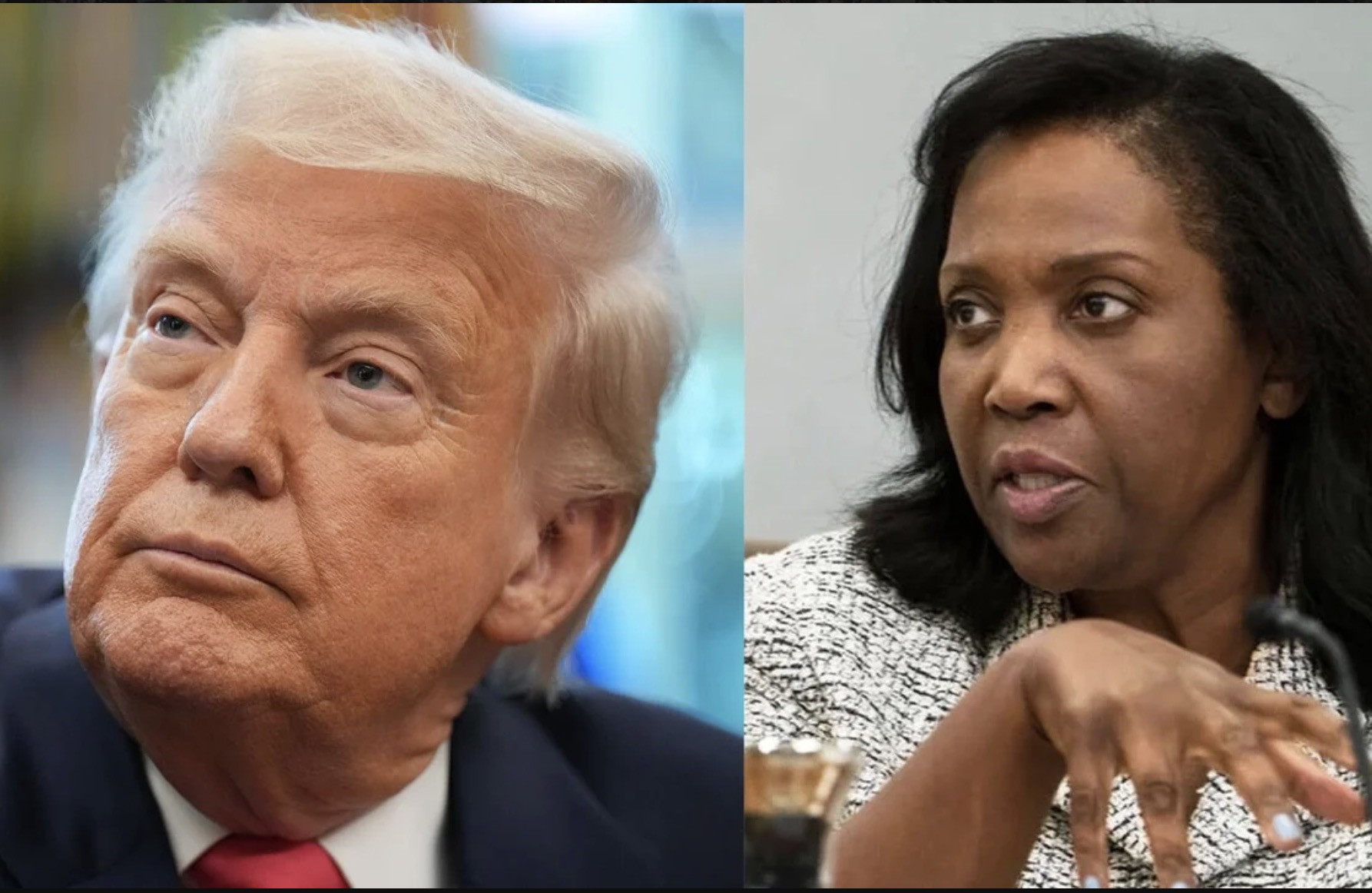 Ông Trump và bà Lisa Cook. Ảnh: CBS News