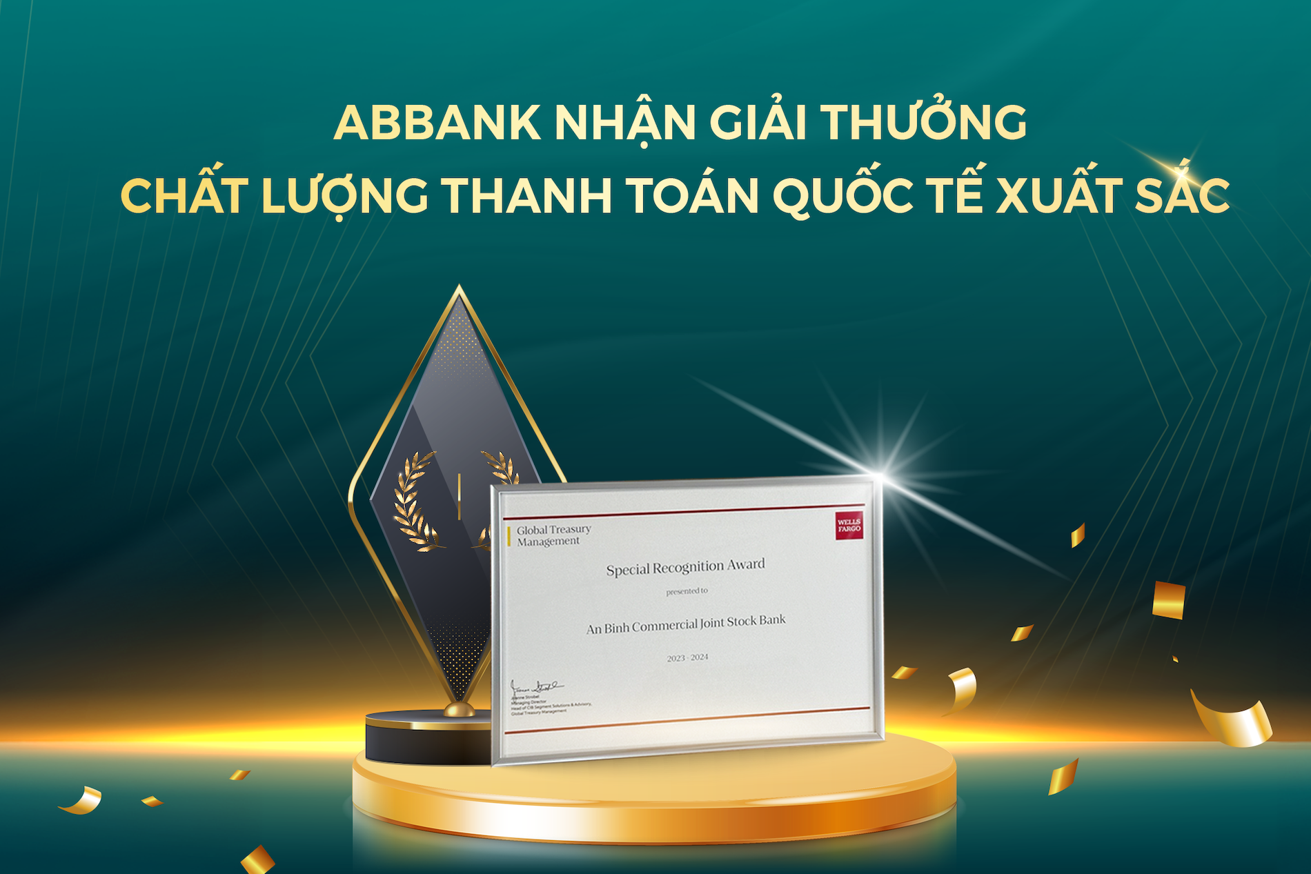 ABBank được vinh danh Ngân hàng có chất lượng thanh toán quốc tế xuất sắc