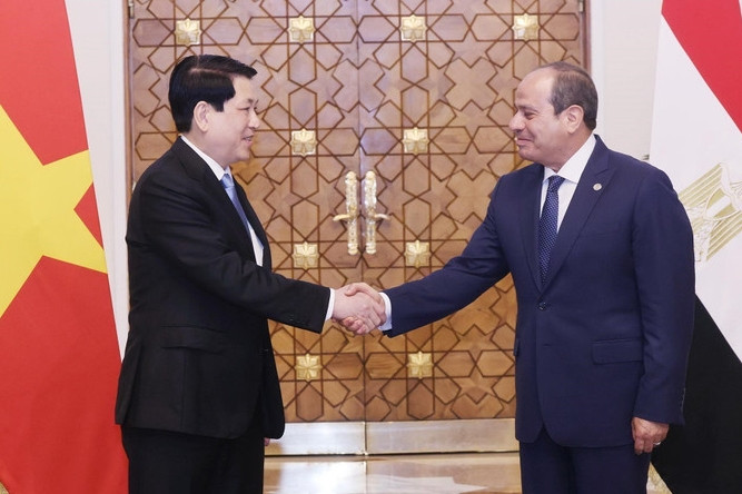 Tổng thống Ai Cập chủ trì lễ đón Chủ tịch nước Lương Cường