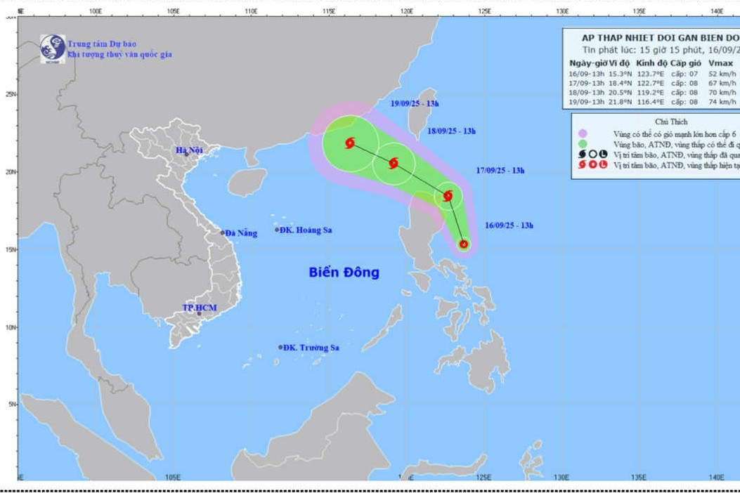Áp thấp nhiệt đới có khả năng mạnh lên thành bão, đi vào Biển Đông