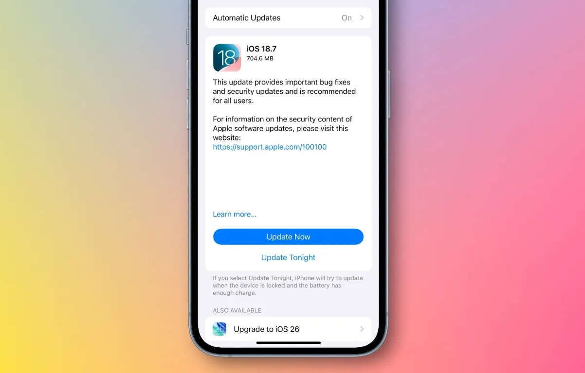 Apple phát hành iOS 18.7: Bản cập nhật khẩn cho iPhone không lên được iOS 26