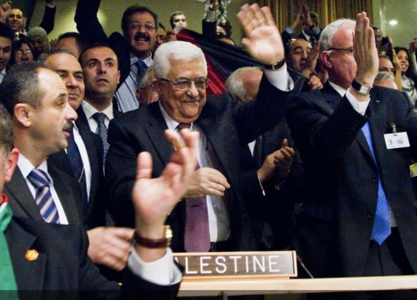 Tổng thống Palestine (giữa). Ảnh: UN