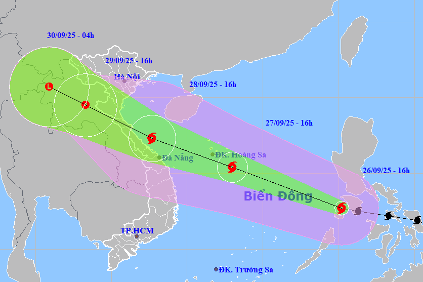 Bão Bualoi vào đến biển Nghệ An - Huế ngày 28/9, cường độ mạnh cấp 13