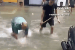 Người dân đổ xô ra đường bắt cá, xuống biển nhặt hải sản sau bão Ragasa