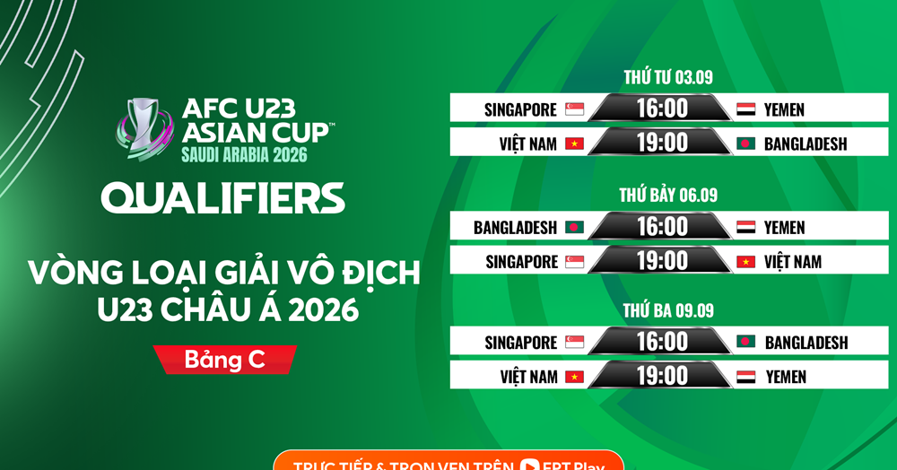 Lịch thi đấu của U23 Việt Nam tại vòng loại U23 châu Á 2026