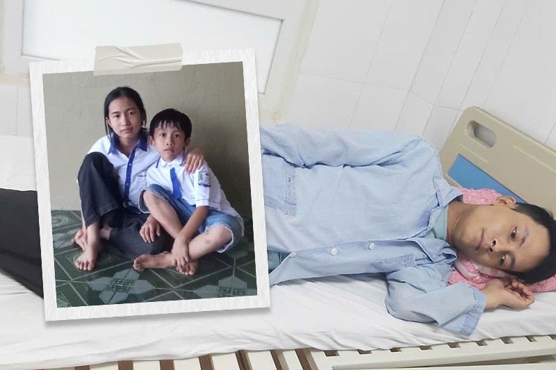 Mẹ vừa qua đời, bố bị ung thư, hai cháu bé rất cần sự giúp đỡ