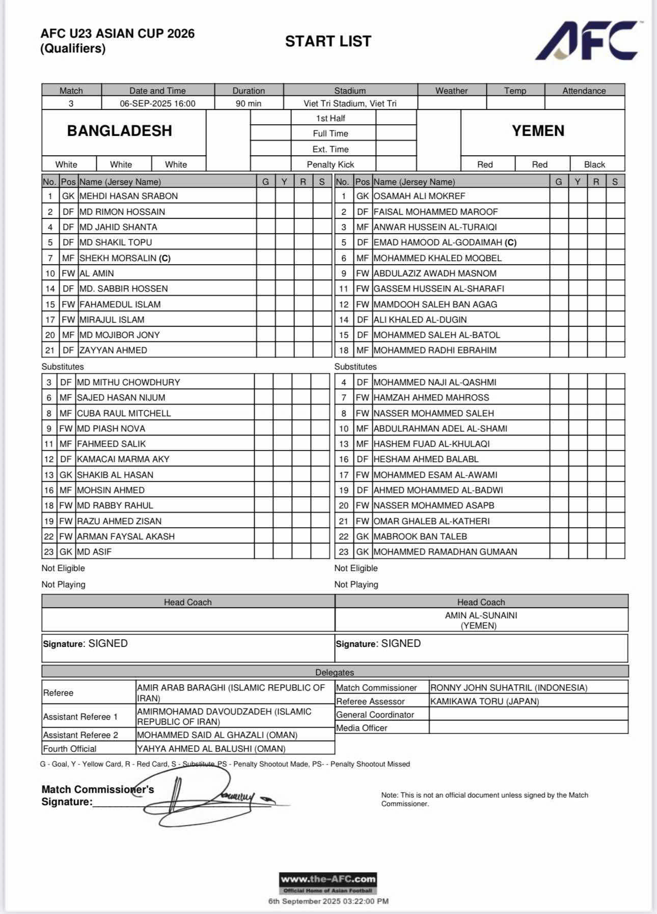 U23 Bangladesh U23 Yemen doi hinh.jpg