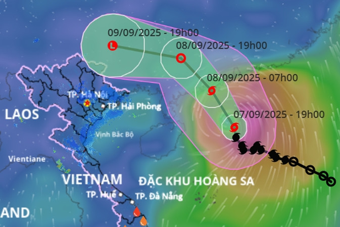 Bão số 7 Tapah bất ngờ đổi hướng và tăng cường độ lên cấp 9-10, giật cấp 13